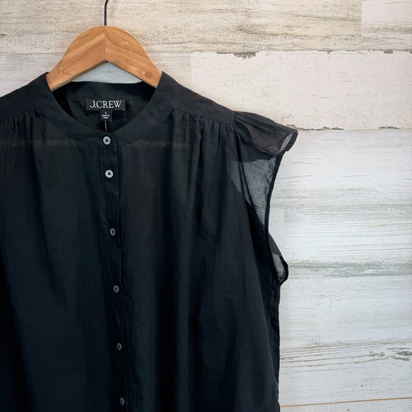 NWT J. Crew Black Sheer Cotton Voile Flutter Sleeve Button Front Blouse Small - Picture 7 of 11